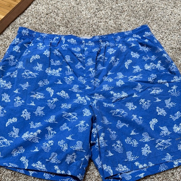 Columbia Blue Patterned Men's Swim Shorts - Picture 1 of 4